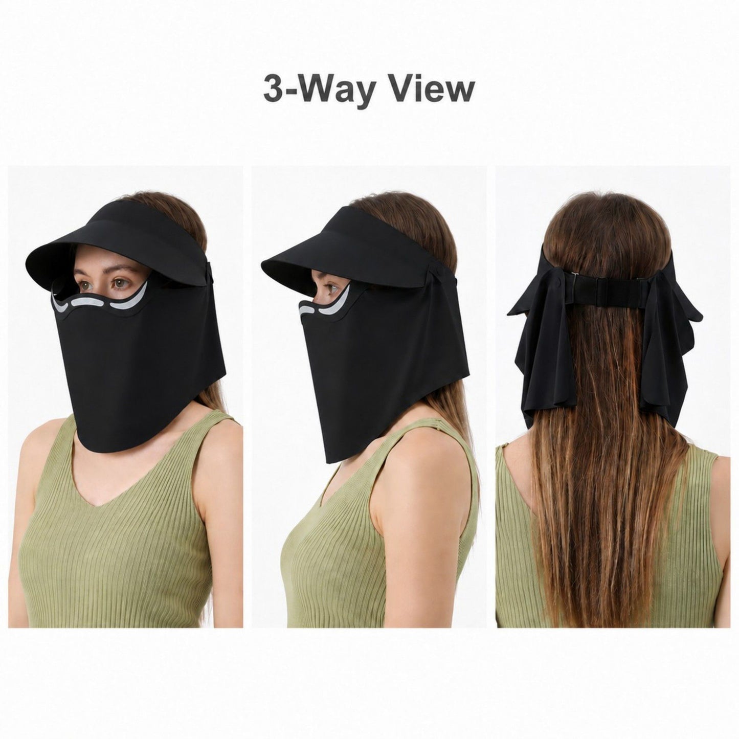 Magnetic Detachable Face Cover Visor Hat with Wide Brim and Neck Coverage