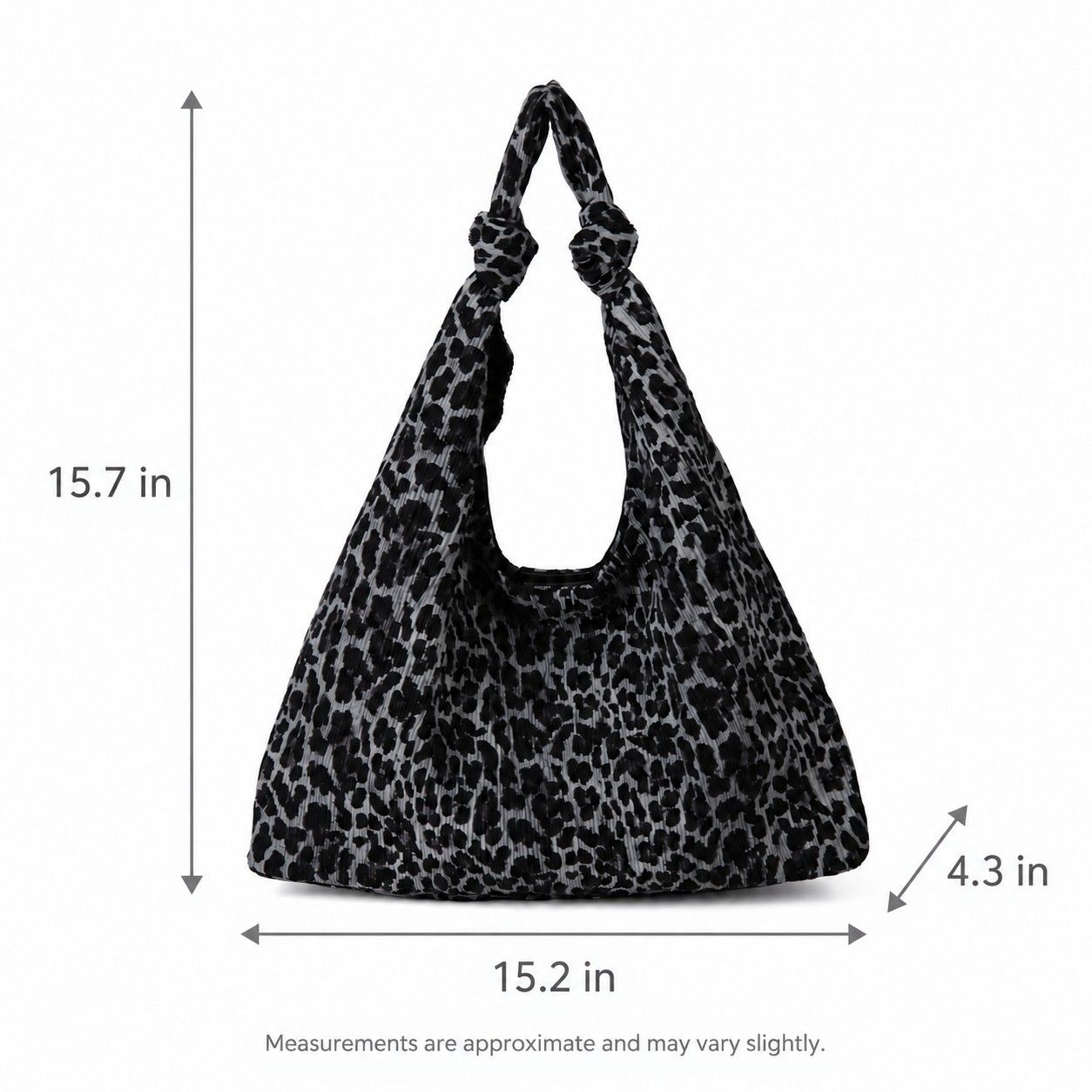 Large Suede Look Hobo Shoulder Bag with Knotted Strap and Magnetic Closure