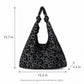 Large Suede Look Hobo Shoulder Bag with Knotted Strap and Magnetic Closure