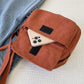 Corduroy Crossbody Bag with Front Pocket Adjustable Strap and Zip Closure