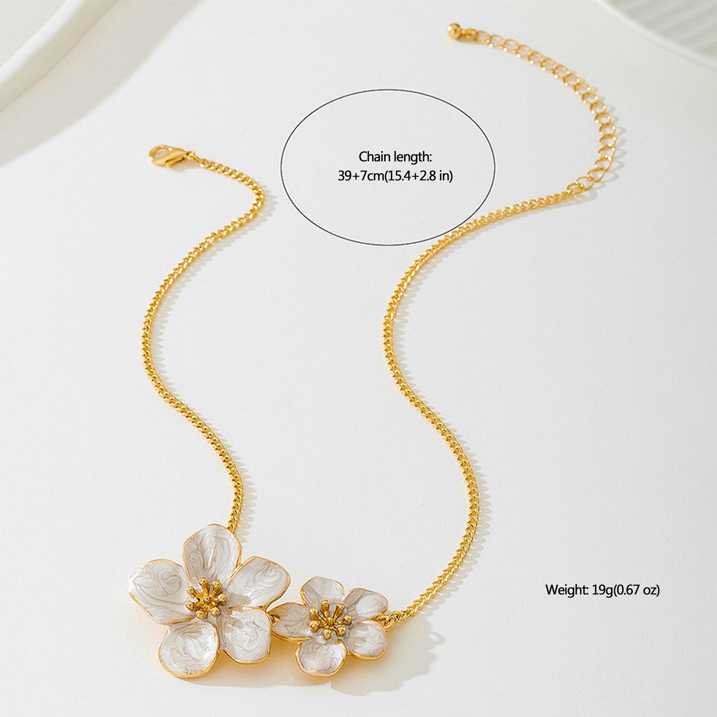 Women's Enamel Flower Pendant Necklace with Gold Chain