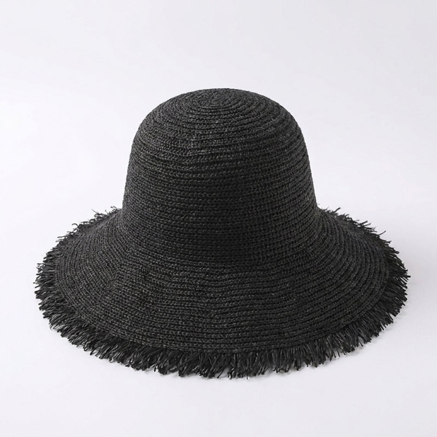Wide Brim Sun Hat with Frayed Edge and Lightweight Open Weave