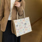 Canvas Tote Bag with Colorful Bow Print - Lightweight Shopping Handbag