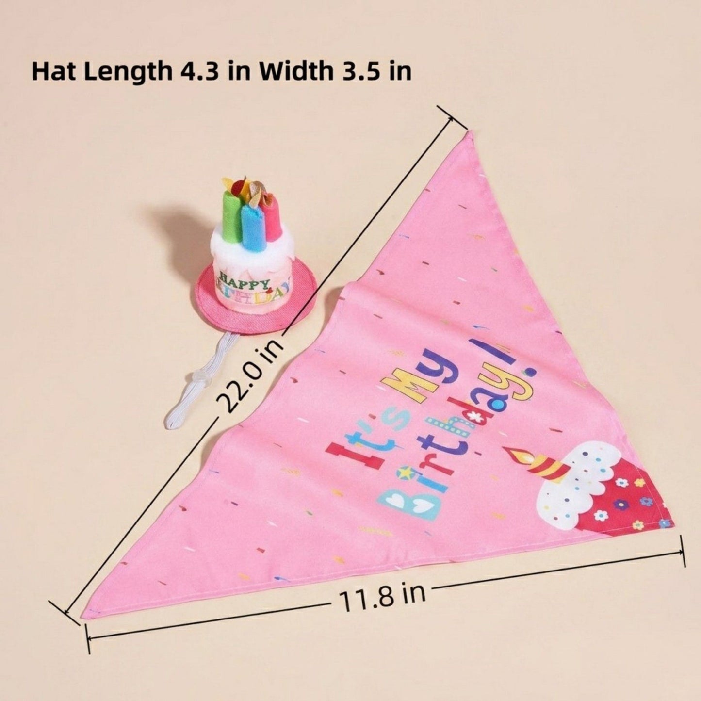 Pet Bandana and Pom Pom Party Hat Set for Dogs and Cats Celebration Costume Accessory