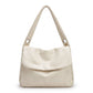 Flap Hobo Bag with Grommet Strap and Wide Shoulder Handle 11.8x9.5x4in