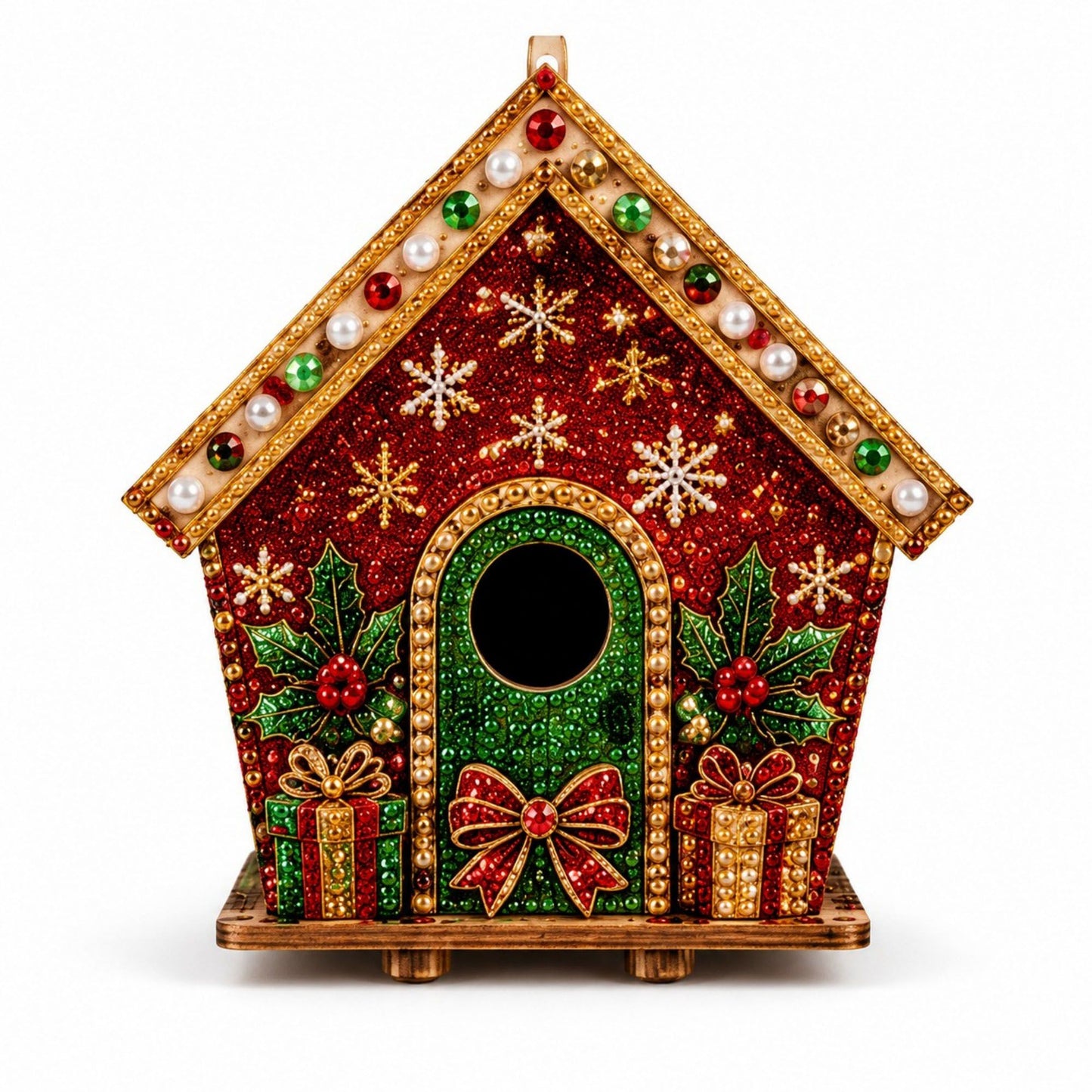 DIY Pearl Art Christmas Birdhouse Craft Kit with 3D Holiday Design