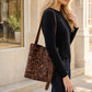 Faux Suede Shoulder Tote Bag with Removable Zip Pouch Adjustable Strap and Magnetic Closure
