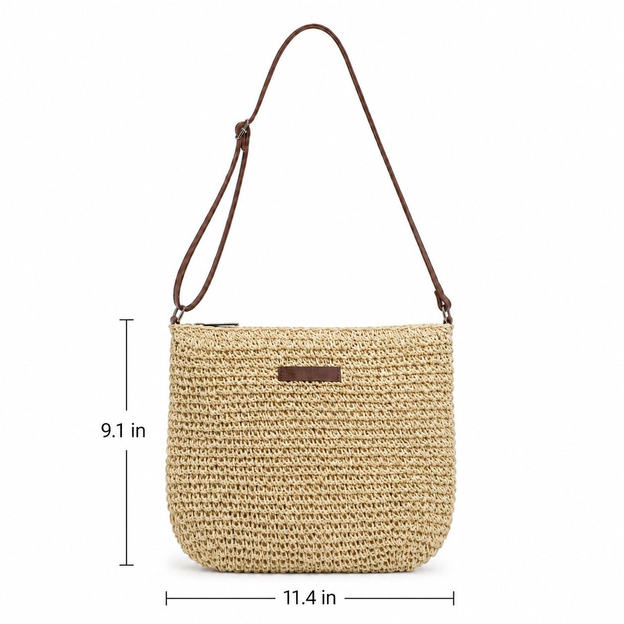 Textured Woven Crossbody Bag with Zip Closure Adjustable Strap and Inner Zip Pocket