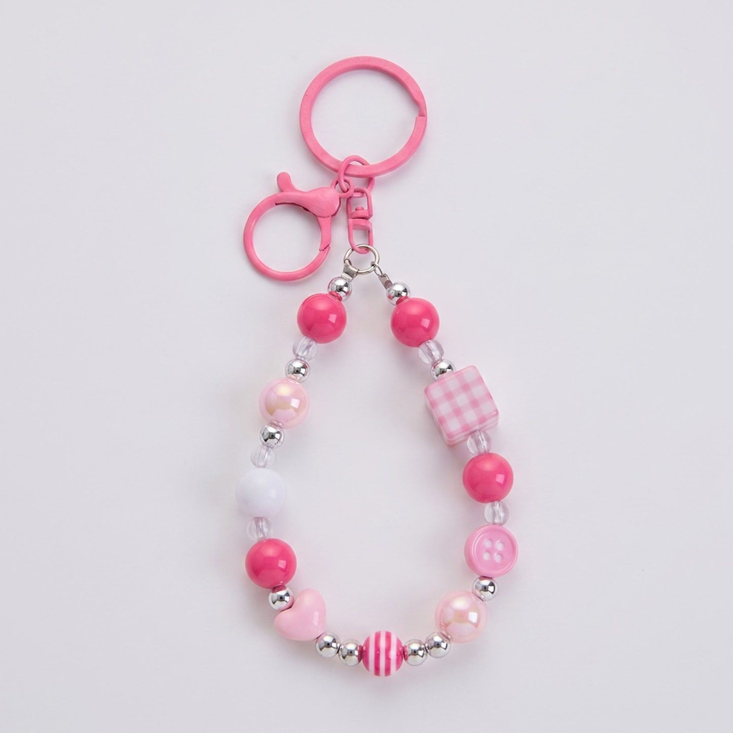 2-Piece Womens Beaded Bag Charm with Hanging Clip and Decorative Accents