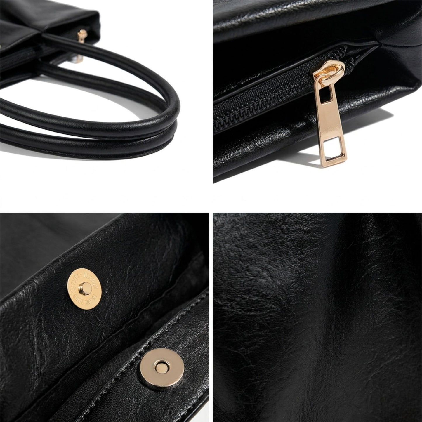 Large Capacity Pleated Faux Leather Shoulder Tote Bag for Work