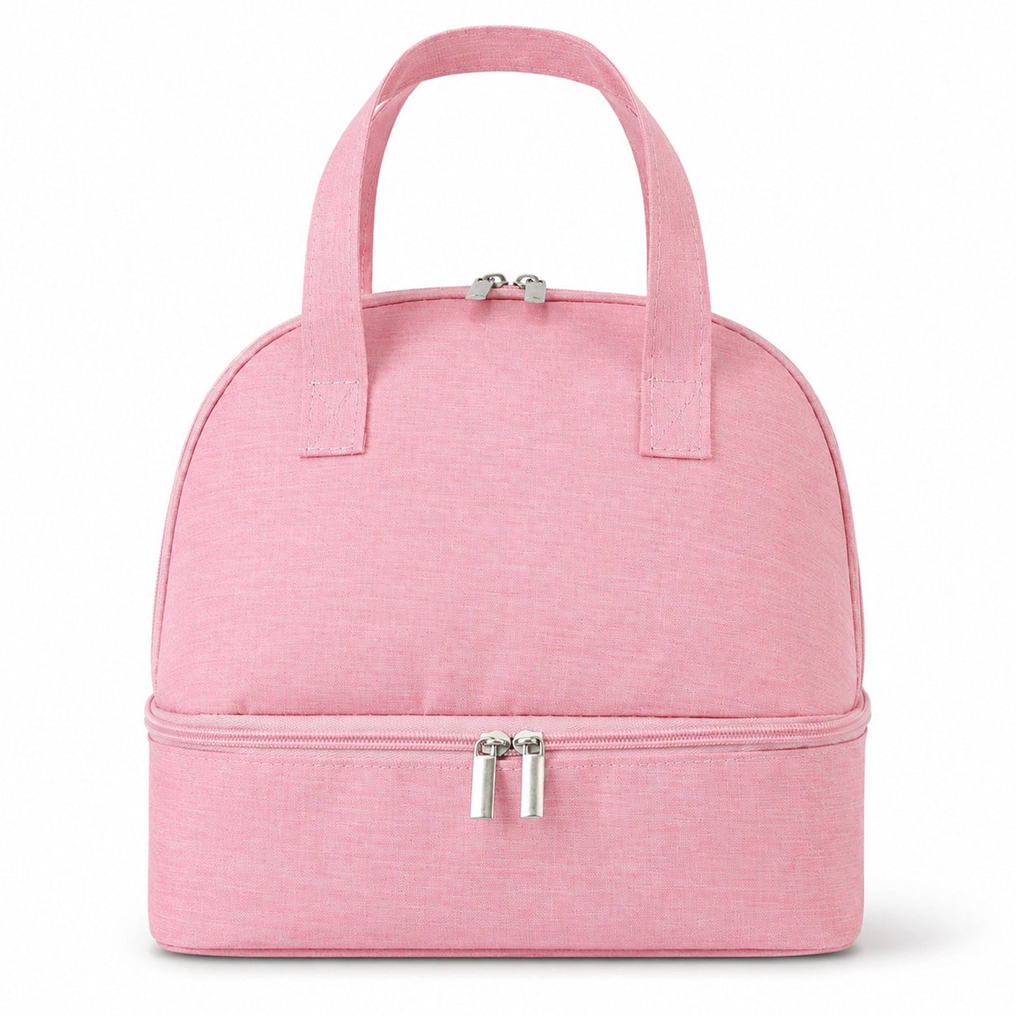 Double Compartment Insulated Lunch Bag with Top Handle and Zipper Closure