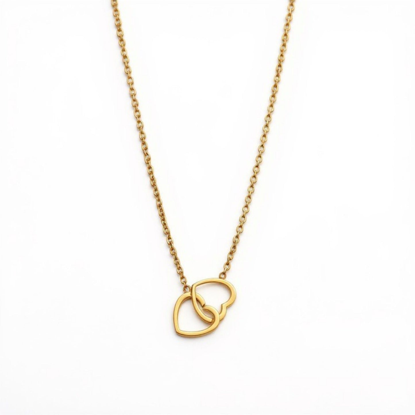 Interlocking Heart Pendant Necklace Minimalist Double Heart Chain Jewelry