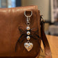 2 Pack Heart Charm Keychain with Bow Accent Bead Detail Clip and Key Ring Bag Accessory