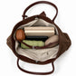 Large Suede Look Tote Bag with Double Handles Magnetic Closure and Interior Zip Pocket