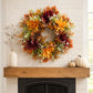 Fall Pumpkin Floral Wreath with Maple Leaves for Front Door Decor