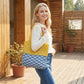 Crochet Knit Tote Bag with Openwork Design and Wave Pattern