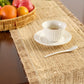 Textured Woven Table Runner with Fringe Trim and Neutral Stripe Pattern 47x11.8 in