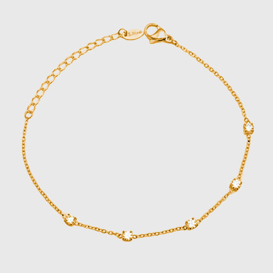 Women's Titanium Steel Zirconia Bracelet Adjustable Chain with Sparkling Stone Accents