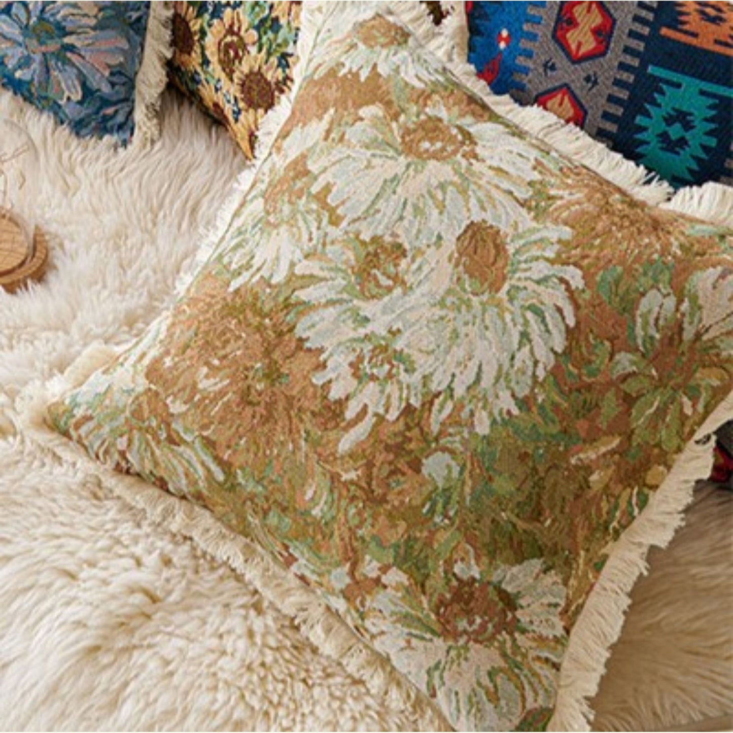 Cotton Throw Pillow 17.7*17.7 in Soft Decorative Cushion for Sofa Bed Chair
