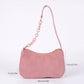 Small Corduroy Shoulder Bag with Mixed Chain Strap and Zip Closure