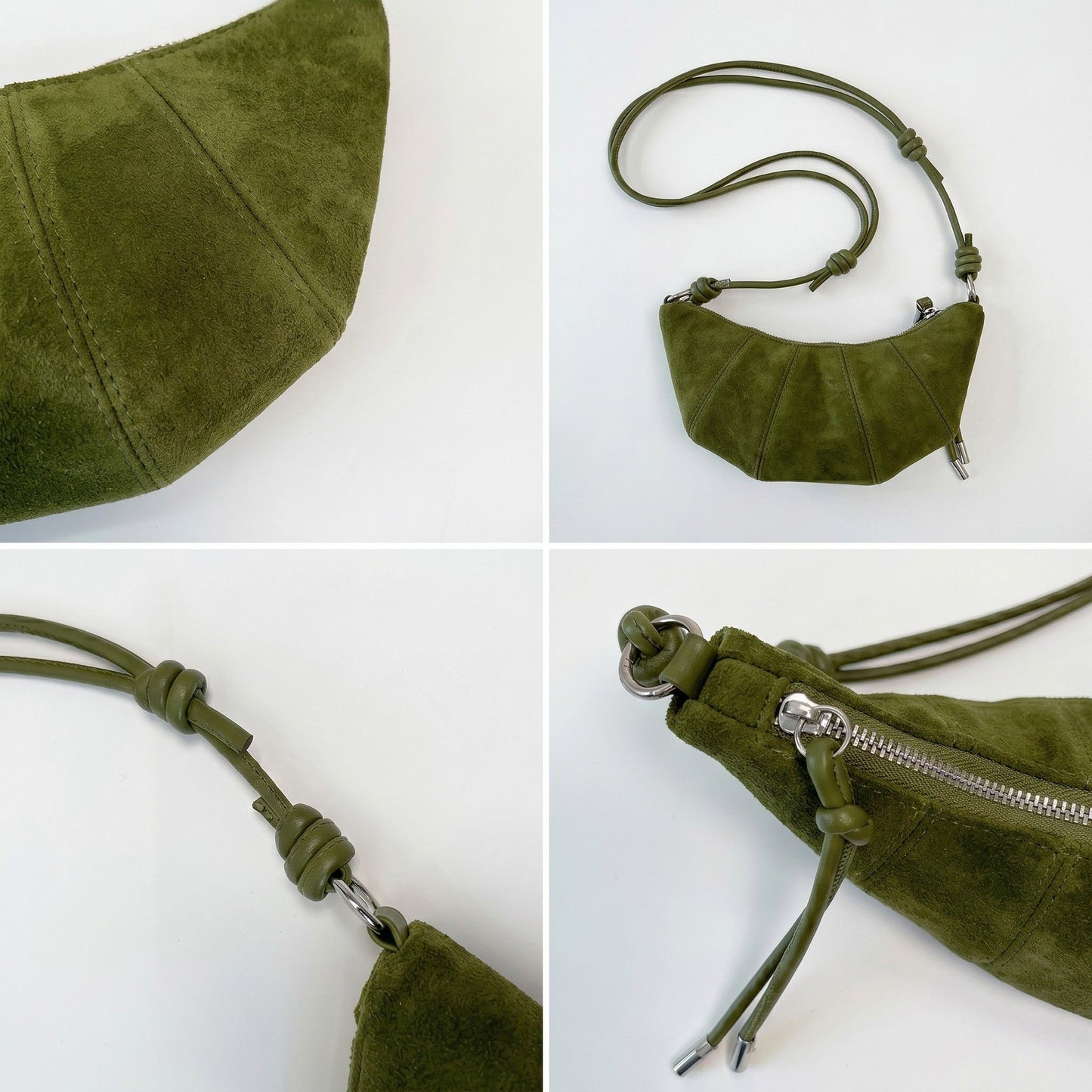 Soft Faux Suede Crossbody Shoulder Bag Adjustable Strap Compact Everyday Crescent Purse
