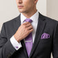 Men's Textured Solid Color Tie Gift Set with Matching Pocket Square Cufflinks and Silver Tie Clip