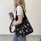 Embroidered Leaf Shoulder Tote Bag Lightweight Foldable Everyday Bag for Women