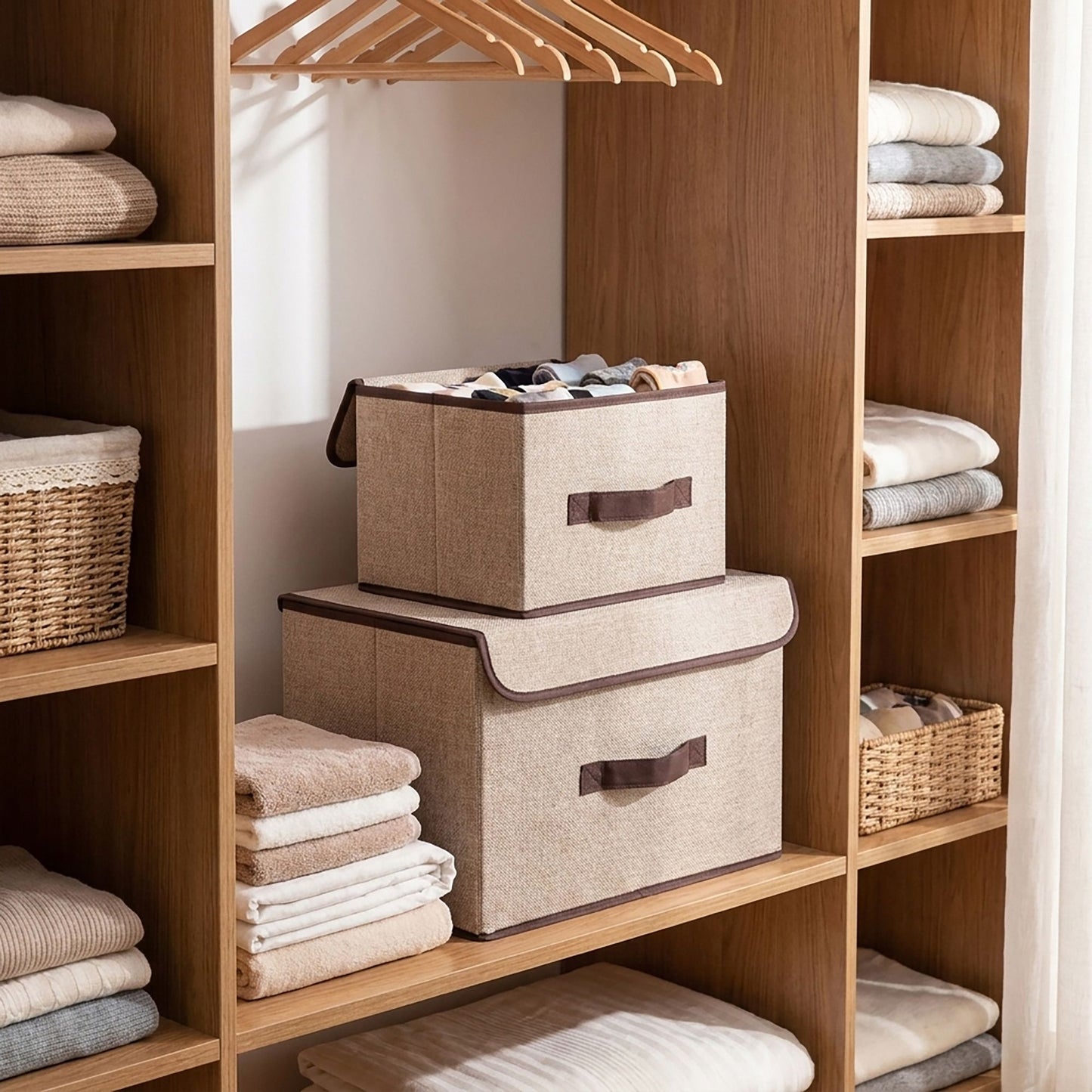 2 Piece Foldable Storage Box Set with Lids and Handles