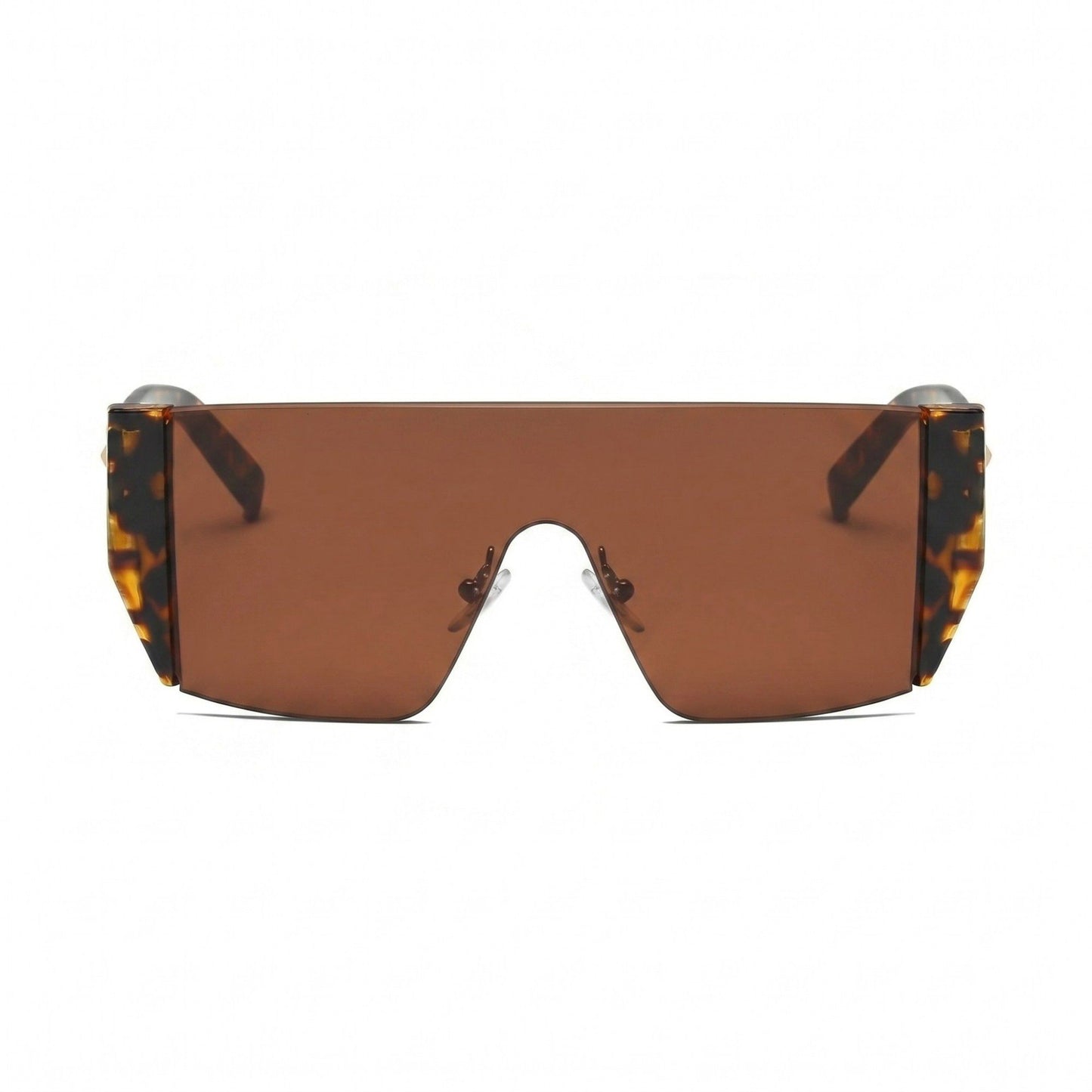 Retro Half-Frame Flat Lens Fashion Square Sunglasses with Slim Metal Arms