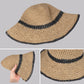 Packable Crochet Straw Bucket Hat with Two-Tone Design Lightweight Summer Sun Hat for Beach Travel Hiking Outdoor Use