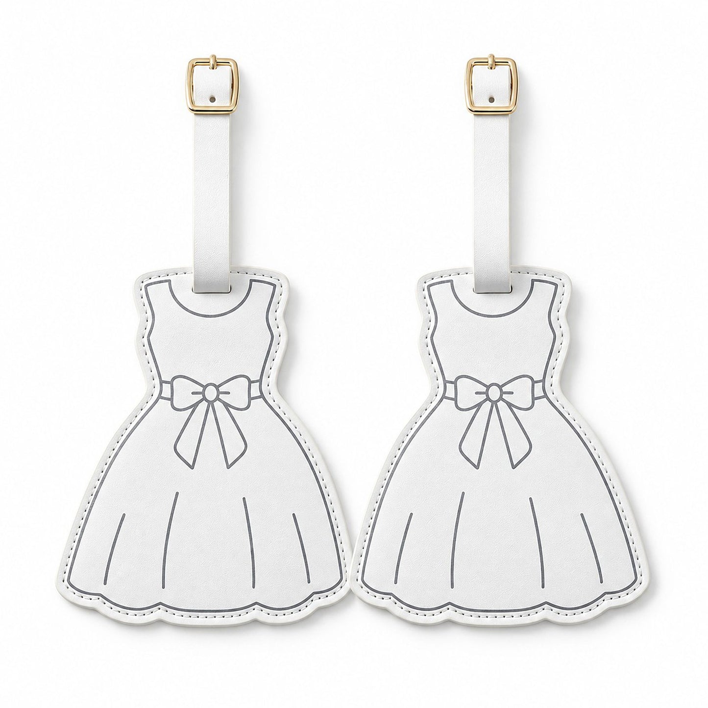 2 Pack Dress Shaped Luggage Tags with Buckle Straps