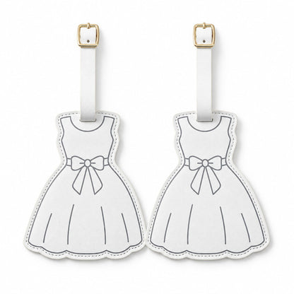 2 Pack Dress Shaped Luggage Tags with Buckle Straps