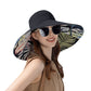 Wide Brim Floppy Sun Hat with Colorful Printed Underside UV Protection Lightweight Foldable Design for Outdoor Use