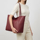 Large Faux Leather Zip Top Tote Bag with Double Shoulder Straps