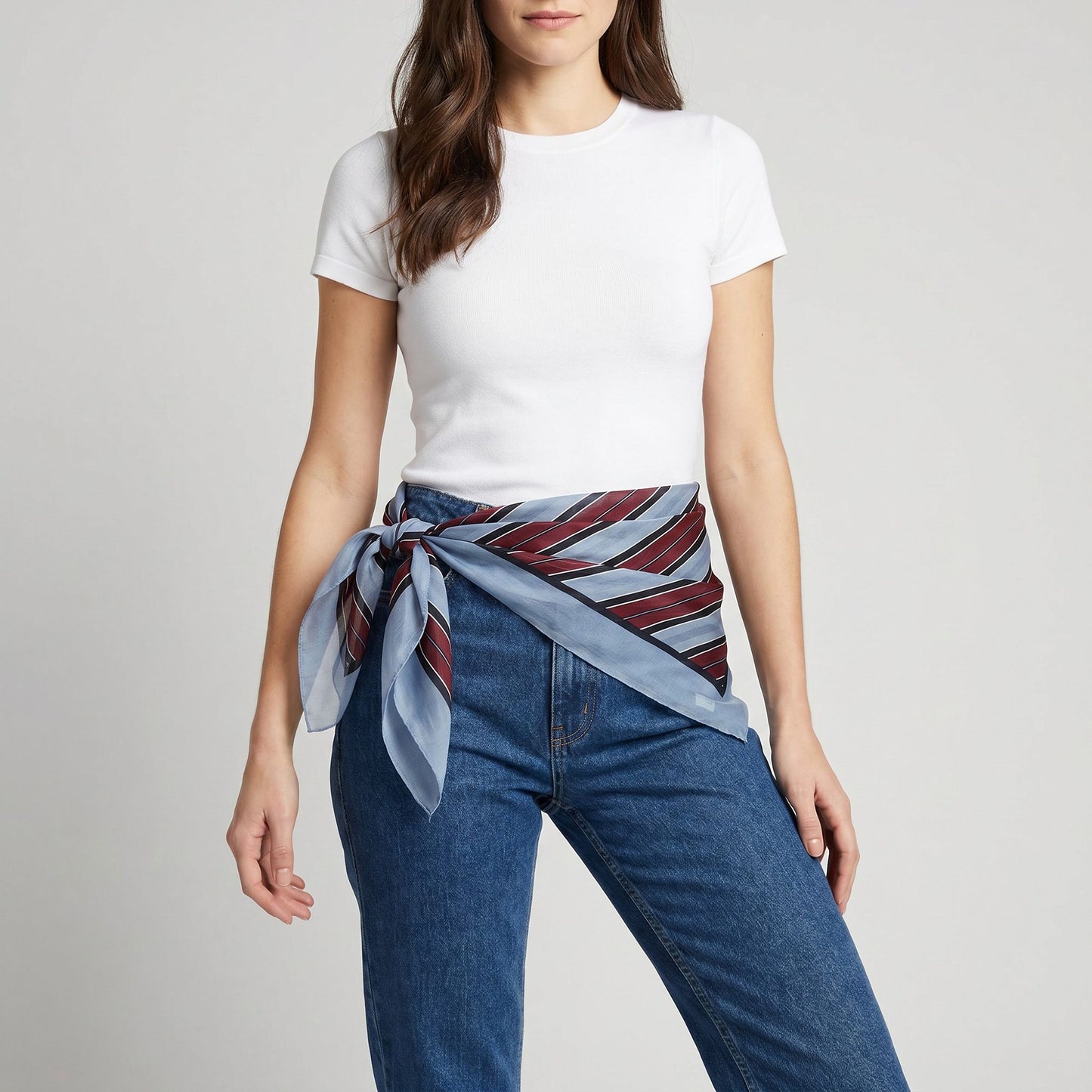 Lightweight Square Scarf with Sheer Fabric and Multi-Way Wrap Design