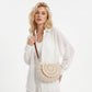 Crochet Crossbody Bag with Scalloped Flap Magnetic Closure and Shoulder Strap