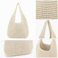 Woven Straw Shoulder Bag - Lightweight Hand-Knit Summer Tote for Beach and Vacation