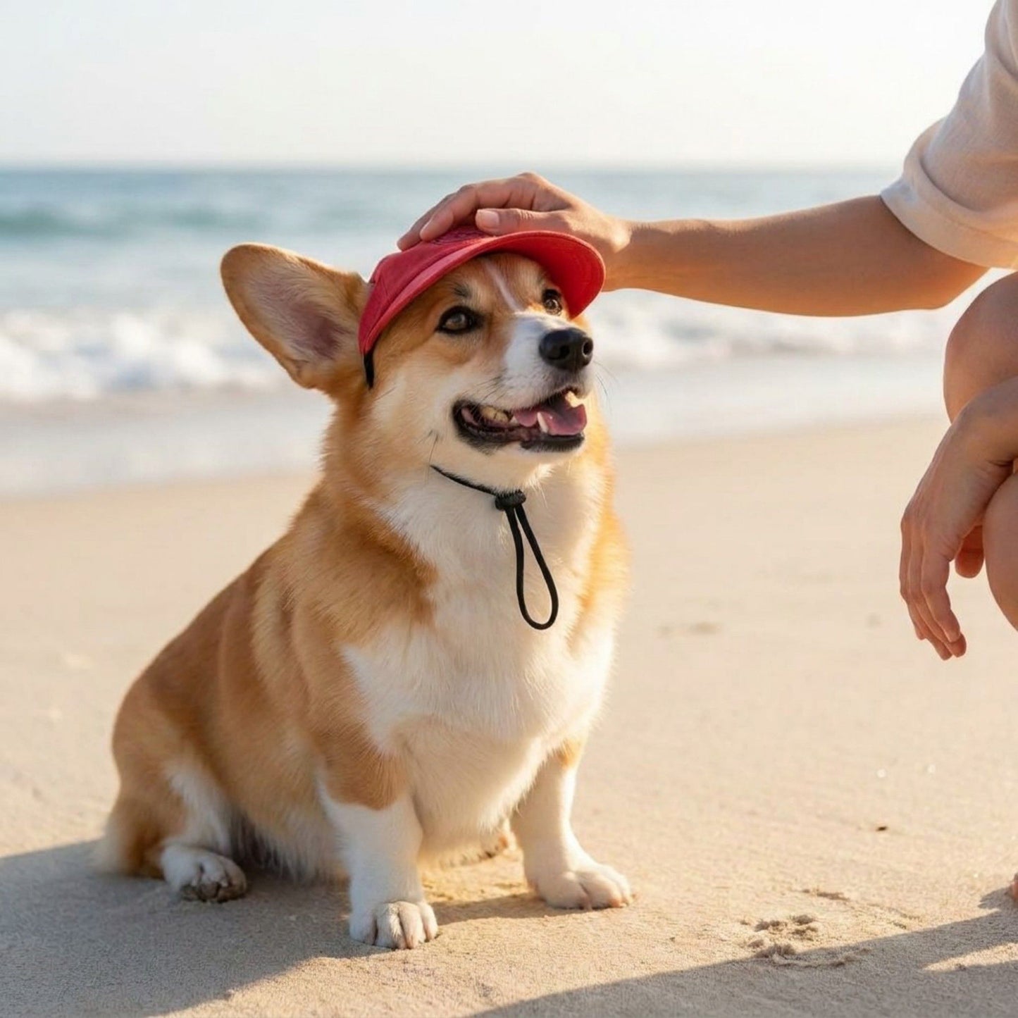 Pet Visor Sun Hat with Open Ear Design Adjustable Chin Strap Lightweight Outdoor Cap for Cats and Dogs