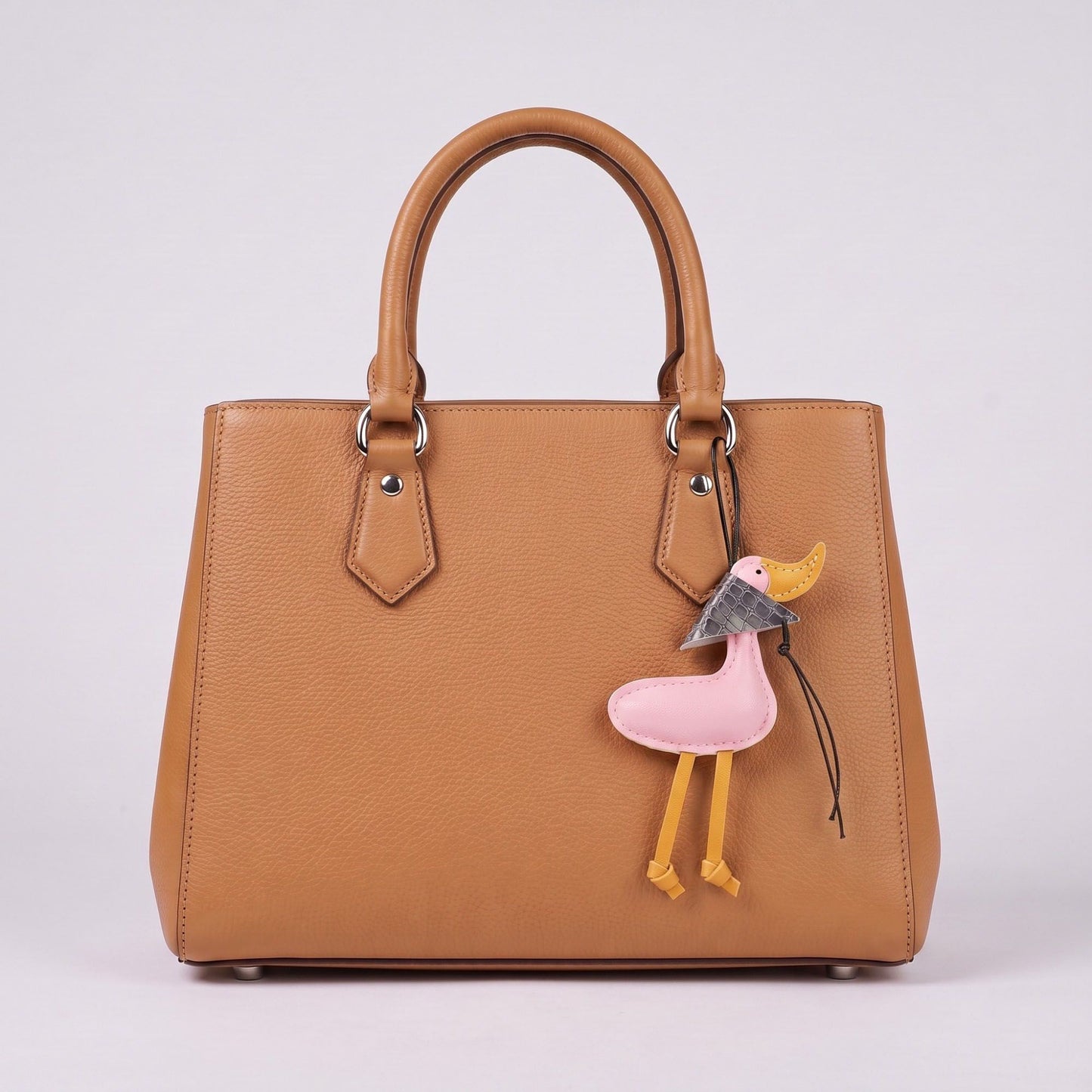 Duck Bag Charm with Beak and Patterned Scarf Accent