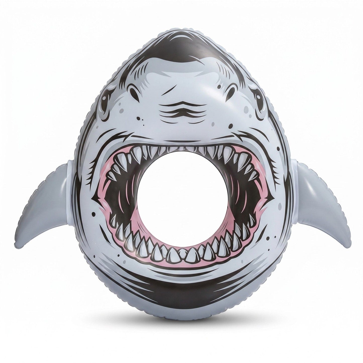 Shark-Shaped Inflatable Pool Float with Tail Design Durable PVC Swim Ring Float for Pool Beach Lake 34x34.2in