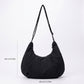Soft Crescent Hobo Shoulder Bag with Adjustable Strap and Zipper Pockets