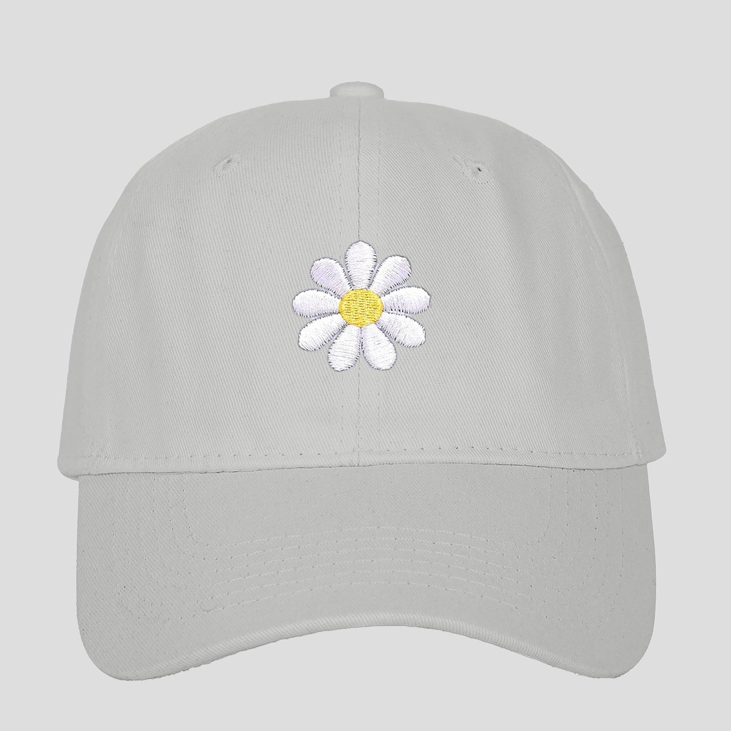 Women's Baseball Cap Stylish Solid Color with Daisy Embroidery