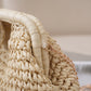 Small Woven Straw Handbag Chain Crossbody Bag with Top Handle and Flap Closure
