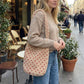 Fuzzy Shoulder Bag Soft Textured Tote Purse with Magnetic Closure