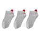 Ankle Socks with Ribbed Heart-Shaped Heel Detail Soft Stretch Knit Comfort 3-Pack