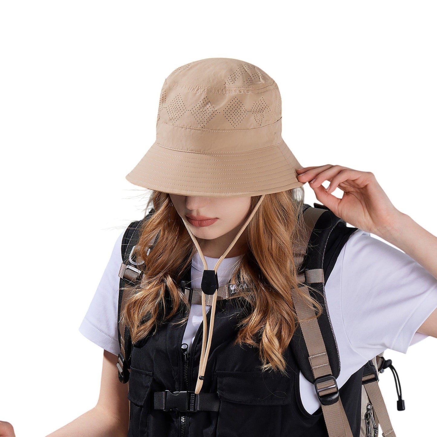 Lightweight Packable Bucket Hat with Ventilated Crown Chin Strap and Adjustable Fit for Travel Hiking and Outdoor Use