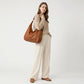 Large Slouchy Hobo Shoulder Bag with Zip Closure and Inner Pockets