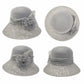 Wide Brim Floral Sun Hat with Sequin Mesh and Rose Accent