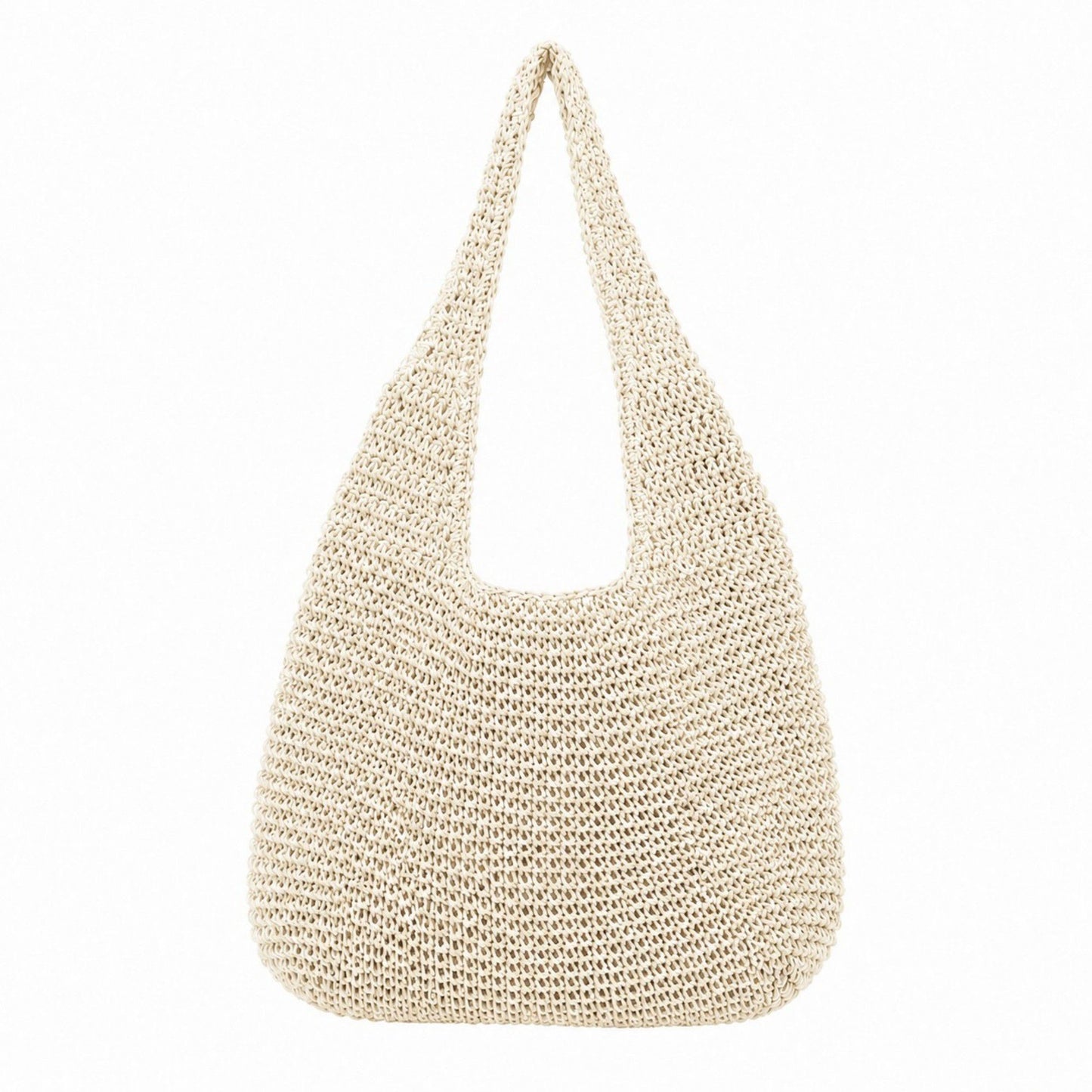 Woven Straw Shoulder Bag - Lightweight Hand-Knit Summer Tote for Beach and Vacation