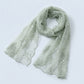 Sheer Embroidered Skinny Scarf with Floral Lace Trim and Long Neck Tie Design